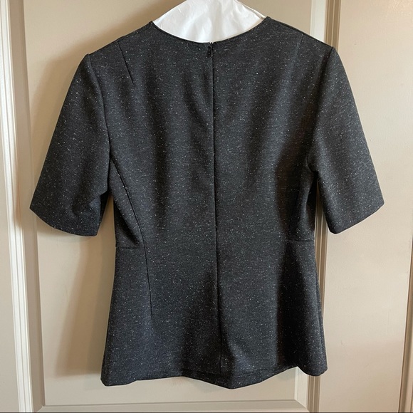 Theory Fitted Short Sleeve Shell Top Melange Ponte - Picture 4 of 13